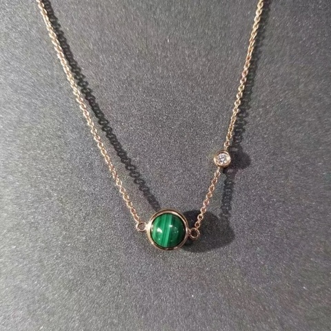 Piaget /伯爵possession系列時來運轉孔雀石項鍊 18k玫瑰金 鑲嵌鑽石孔雀石 經典款時尚百搭