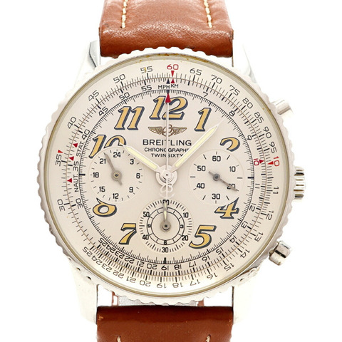 百年靈 Navitimer Twin Sixty A39022 銀色錶盤男士腕錶