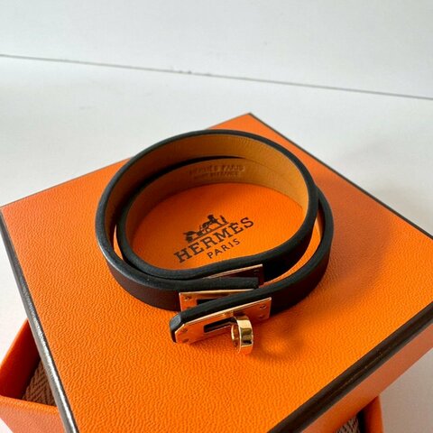 Hermès Mini Kelly Double Tour T2黑色 雙圈 小牛皮 皮革 玫瑰金扣 手環