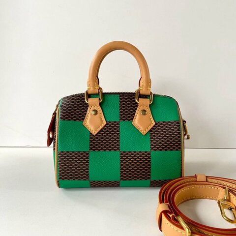 LV 限量 Speedy 18 Damier Pop 綠色 棋盤格 炭治郎 兩用 波士頓包 N40534