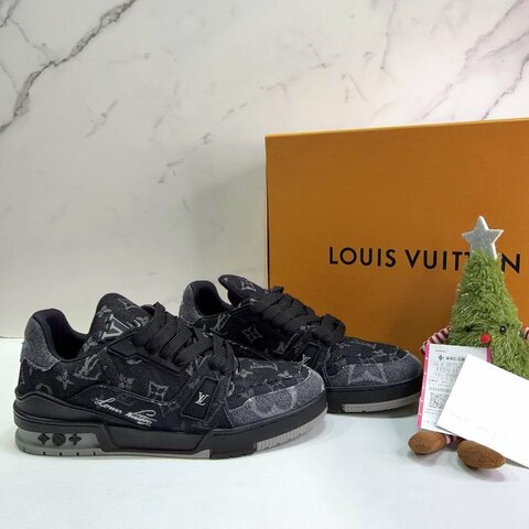 LV Trainer黑灰牛仔布運動鞋