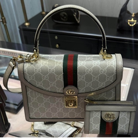 GUCCI 全新閑置Ophidia系列織帶手提包