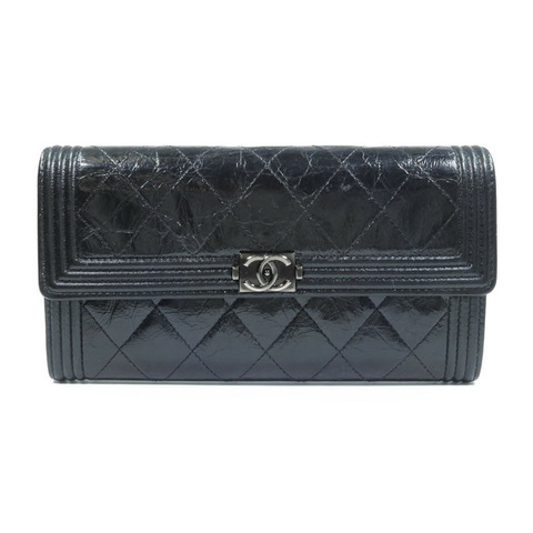 CHANEL 牛皮皮革Boy Long Wallet長錢包
