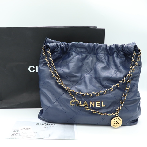Chanel 22bag 深藍色 肩背包 中號