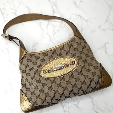 香緹國際精品 GUCCI 金色拼接帆布手提包 1152