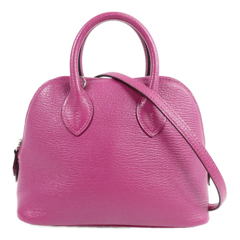 HERMES Chevre皮革Mini Bolide手挽肩背兩用袋Rose Pourpre