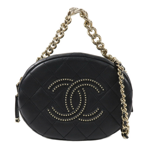 CHANEL 牛皮皮革Chain Handle Studded CC鏈帶手挽肩背兩用袋