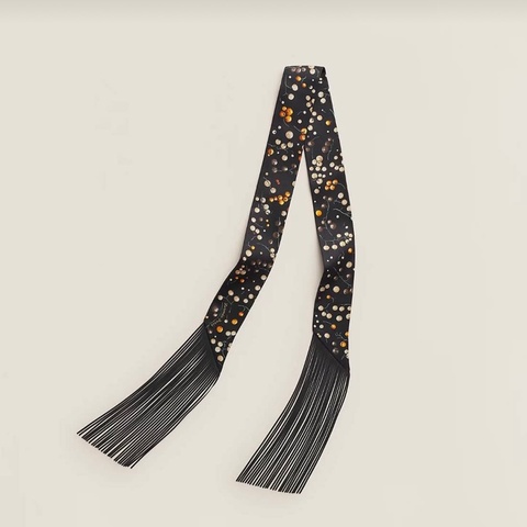 📤 全新 現貨 🧡 Hermes Red Berries leather fringes Twilly 流蘇 小絲巾 🔥🔥🔥