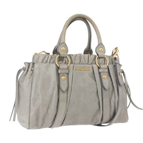 Miu Miu 手提包 皮革 兩用 淺藍色 金色 正品 188963M