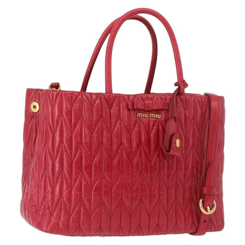 Miu Miu Matelasse 手提包 皮革 2way 紅金 正品 BA13893V