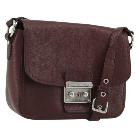 Miu Miu 單肩包 皮革 波爾多銀色 正品 BA13896A