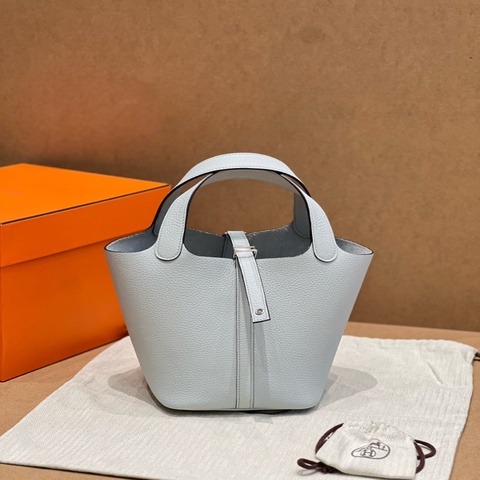 Hermes 愛馬仕 Picotin18 菜籃子18 手提包 聖杯藍銀扣