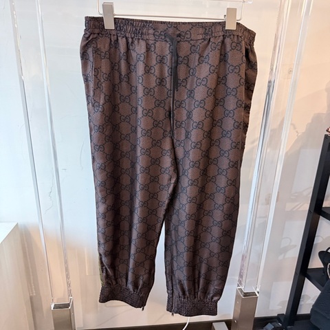 GUCCI✨Y2K棕色老花純蠶絲長褲 #L