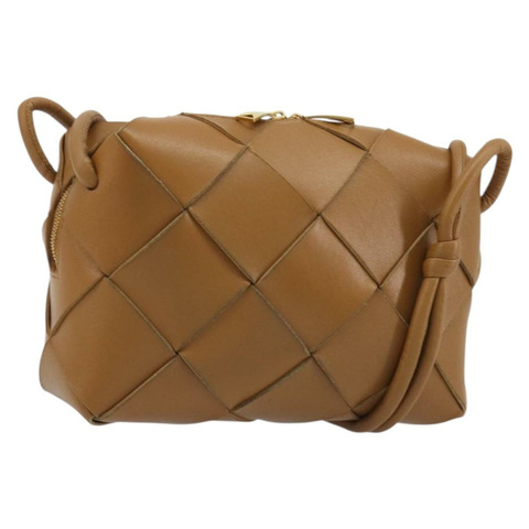 BOTTEGA VENETA MAXI INTRECCIATO 卡式單肩包 棕色金色 正品 BA14005V