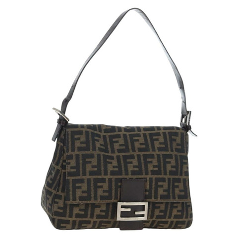 FENDI Zucca 帆布 Mamma Baguette 手袋棕色黑色正品 190870SAV