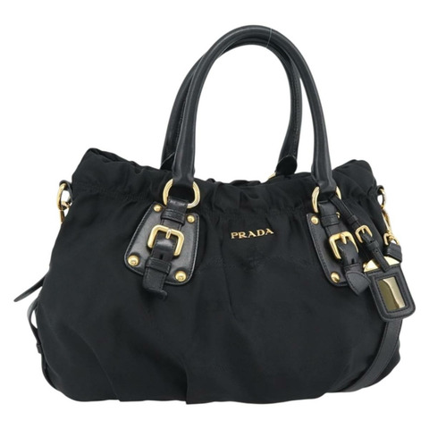 PRADA 尼龍雙肩包 黑色 金色 正品 191710V