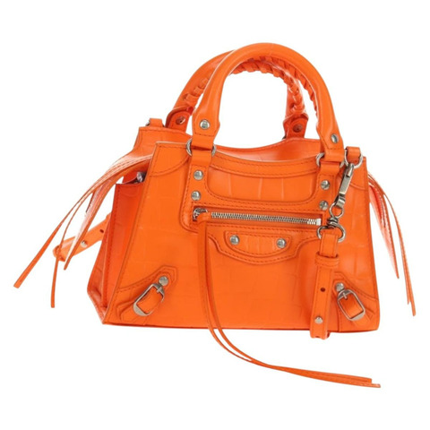 BALENCIAGA 經典款 City 迷你手提包，皮革材質，橘色，兩用款，貨號 638524，正品編號 190519SM