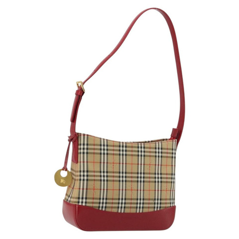 BURBERRY Nova 格紋帆布單肩包 米色 金色 正品 190469A