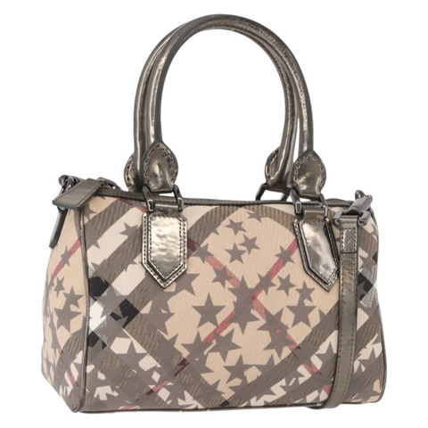 BURBERRY Nova 格紋手提包 PVC 兩用 米色 正品 gh2159A