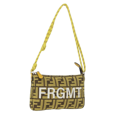FENDI Zucca 帆布 FRAGMENT 配件包 棕色/銀色 8BS073 正品 191705SAM