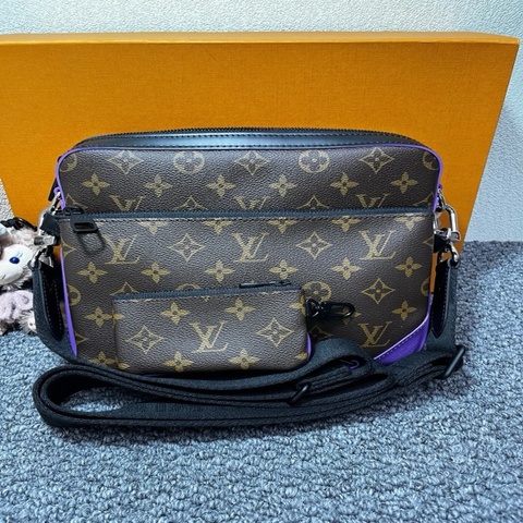 Louis Vuitton 路易威登 男士三合一郵差包 老花拼紫色🈚附件