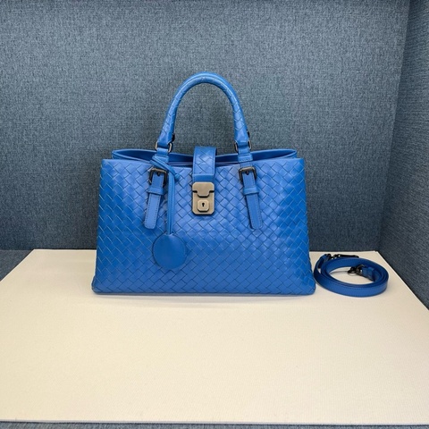 Bottega Veneta葆蝶家 編織手拎單肩羅馬包藍色 98新