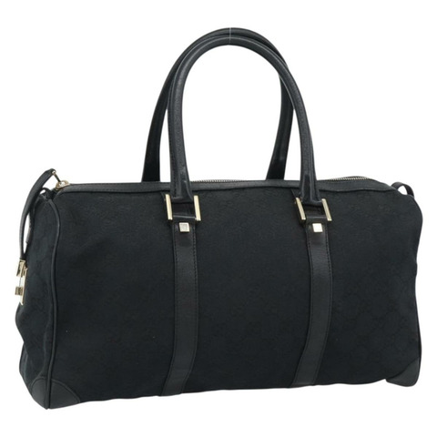 GUCCI GG帆布波士頓包 黑色金色 000 0846 正品 fm5397V