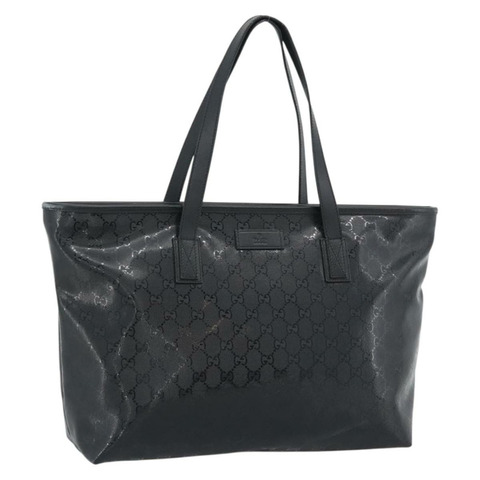 GUCCI GG 經典手提包 PVC 皮革 黑色 211137 正品 BA13986A