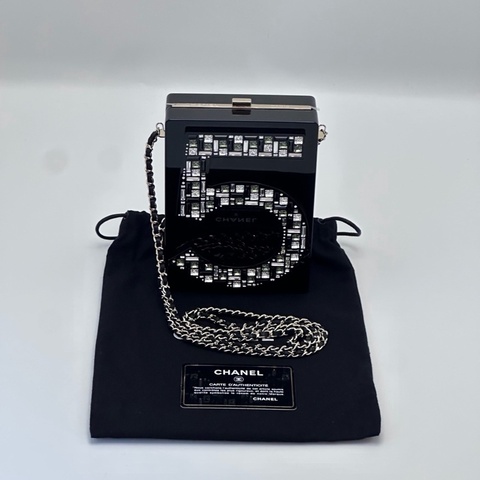 🖤 威選精品｜CHANEL 黑色樹脂 No.5 香水瓶盒子鏈條包
