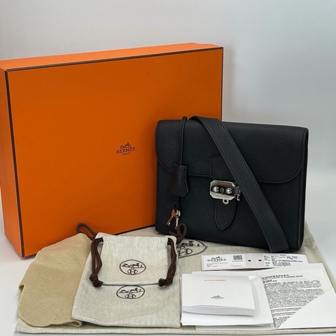 🖤 威選精品｜HERMÈS Depeches 21 黑銀郵差包