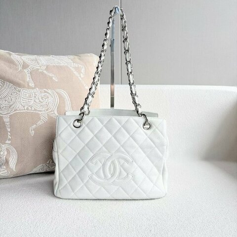 Chanel 白銀 PTT鏈條包 荔枝皮 25*18*13 99新配件塵袋