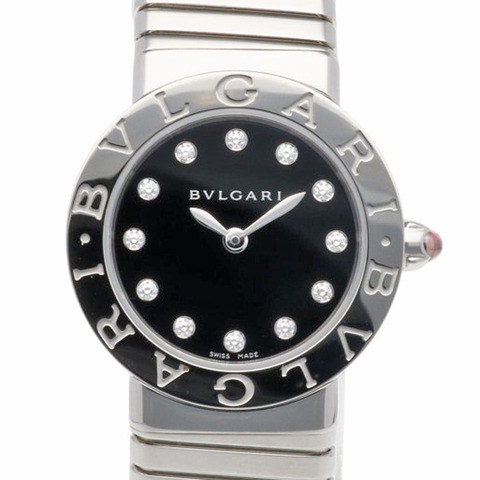 寶格麗 Tubogas 女士腕錶，不鏽鋼材質，石英機芯，BVLGARI，BBL262TS，鑲嵌 12 顆鑽石