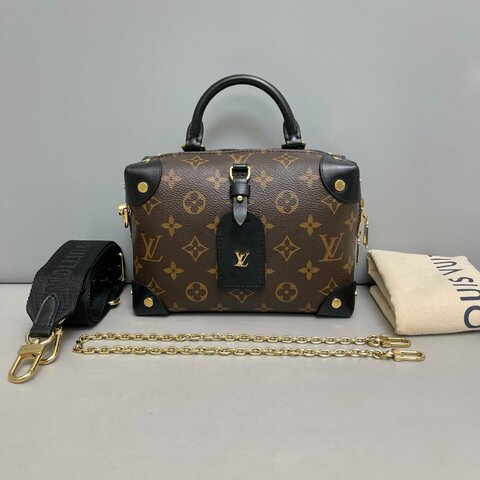 芯片款 路易威登/Louis Vuitton Petite Malle Souple老花八角盒子 手提斜背包
