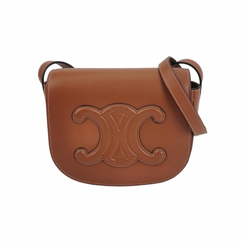 Celine 賽琳 Triomphe Canvas標誌印花牛皮純色凱旋門Logo斜挎包單肩包