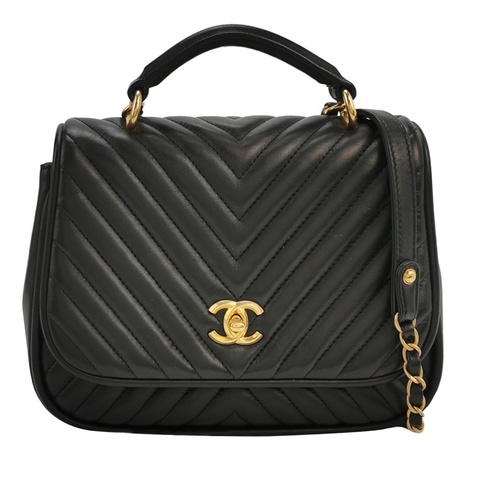 Chanel 香奈兒 Flap Bag羊皮V紋絎縫雙C扣斜挎包 單肩包