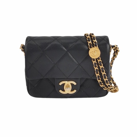 Chanel香奈兒 Classic Flap 季節限定款方胖子牛皮純色菱格絎縫金幣雙C扣皮穿鏈斜挎包