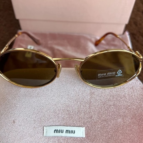 MIU MIU繆繆  金屬橢圓形太陽眼鏡 
