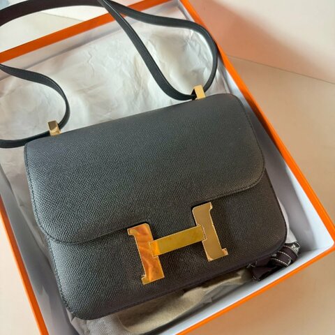 HERMES Constance MM 24 cm 康康包 EP皮 89 黑 金釦 D刻