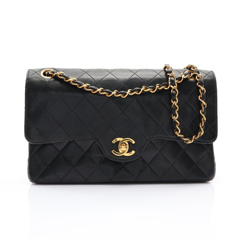 黑色 菱格紋 羊皮 Small Double Flap 鍊帶肩背包 金扣【CHANEL 香奈兒】 A01112