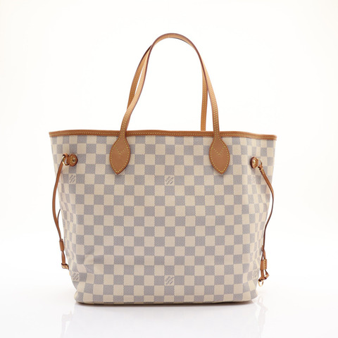 白色 棋盤格帆布 Neverfull MM 肩背包【LOUIS VUITTON LV 路易威登】 N40604