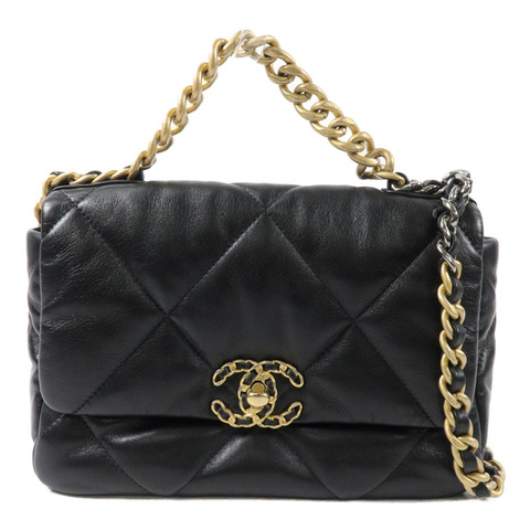 CHANEL 羊皮皮革C19 Small鏈帶手挽肩背兩用袋