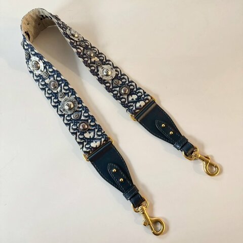Dior J'adior 深藍 金屬 鉚釘 裝飾 帆布 替換 肩背帶 S8540CBTE_M928