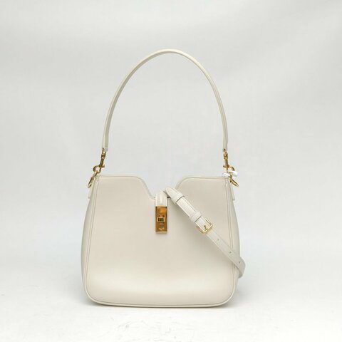 CELINE 白色牛皮金扣CAMILLE16soft單肩包肩背包