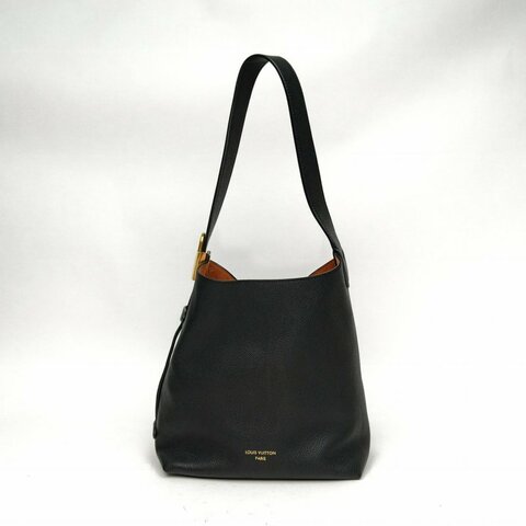 LOUIS VUITTON 黑色牛皮金扣晶片LowkeyhoboPM小號側面鎖頭肩背包