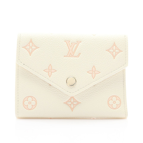 米色 原花 牛皮 壓紋 Victorine 三折 短夾【LOUIS VUITTON LV 路易威登】 M14967