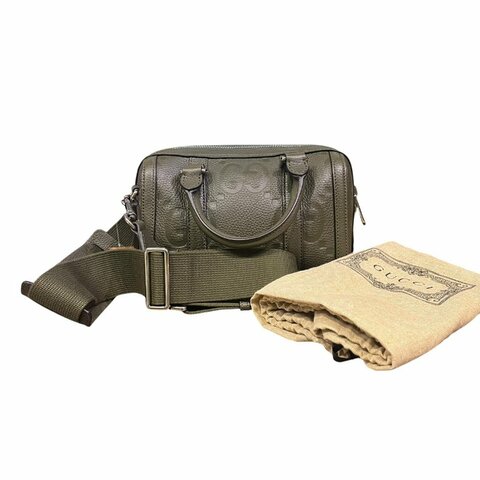 【美收精品】GG Monogram 壓紋皮革迷你波士頓包 / 手提斜背包 (Gucci Jumbo GG Mini Boston Bag)  5-722