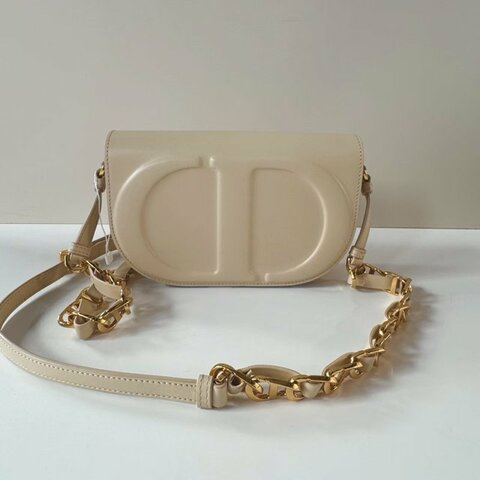Dior Signature 奶茶色 CD壓紋 金鍊 橢圓 磁釦 斜背 相機包 M9280UZWS