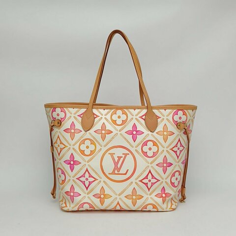 LOUIS VUITTON Neverfull中號配子袋印花PVC金扣晶片肩背包