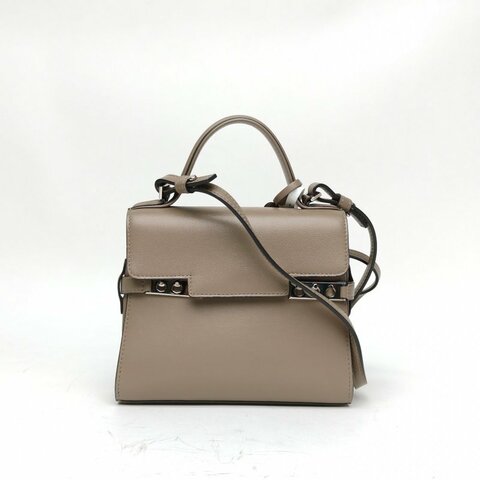DELVAUX SWIFT皮TempeteMINI灰色牛皮銀扣肩背包