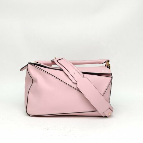 LOEWE Puzzle29幾何包中號粉色牛皮肩背包